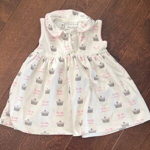 Rachel Riley White and Pink Crown Print Dress